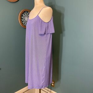 Michael Kors Cold Shoulder / Off Shoulder Knee Length Purple & White Geo Dress M